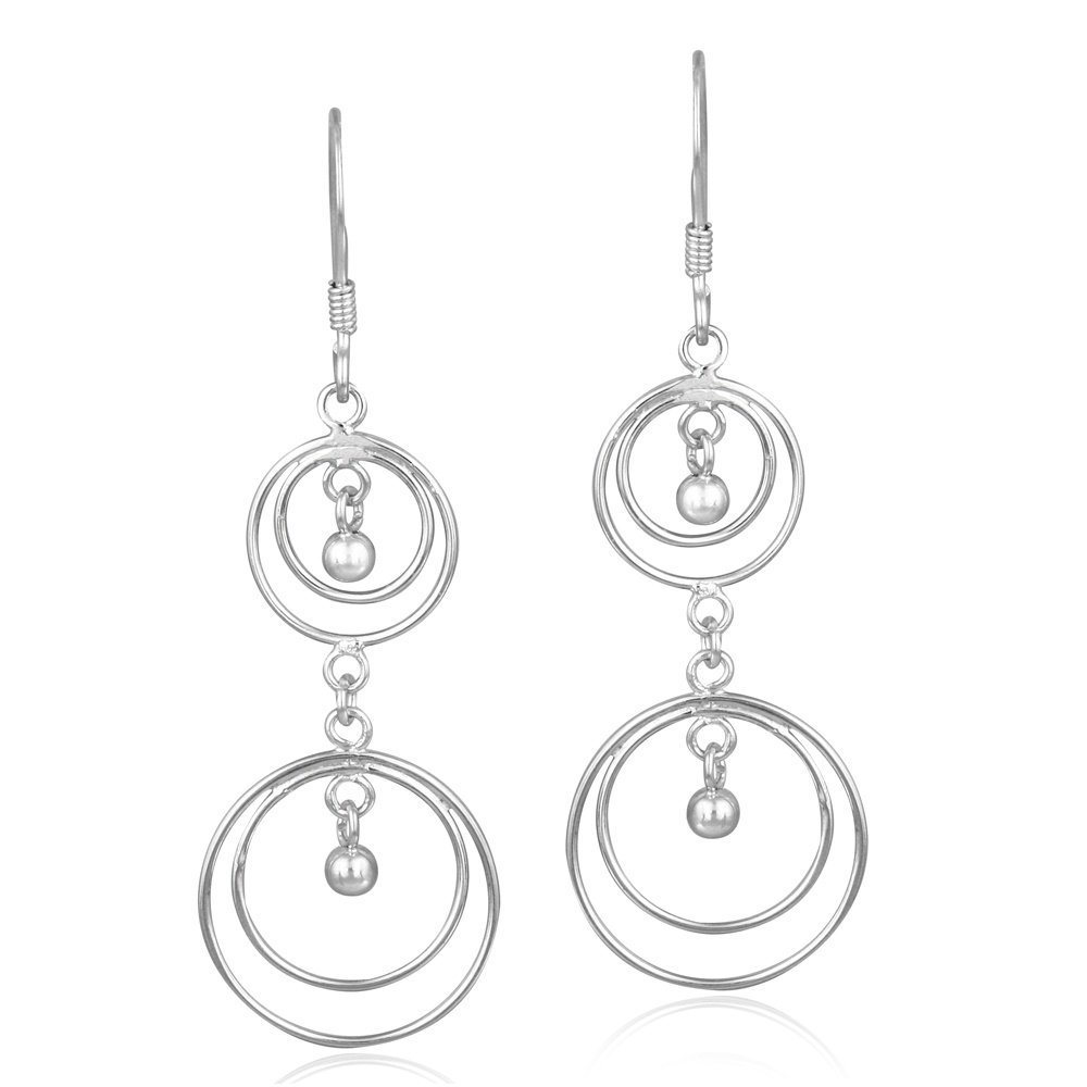 Sterling Silver Hoop Within A Hoop Bead Earrings E4719