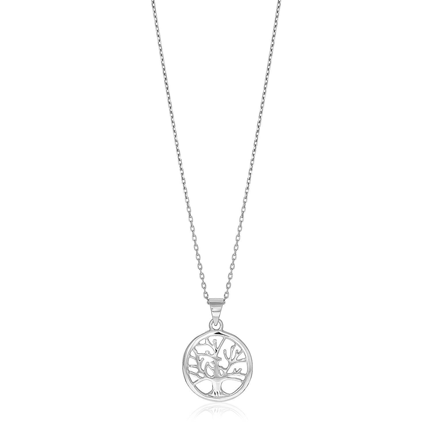 Sterling Silver inch Round Tree of Life Necklace