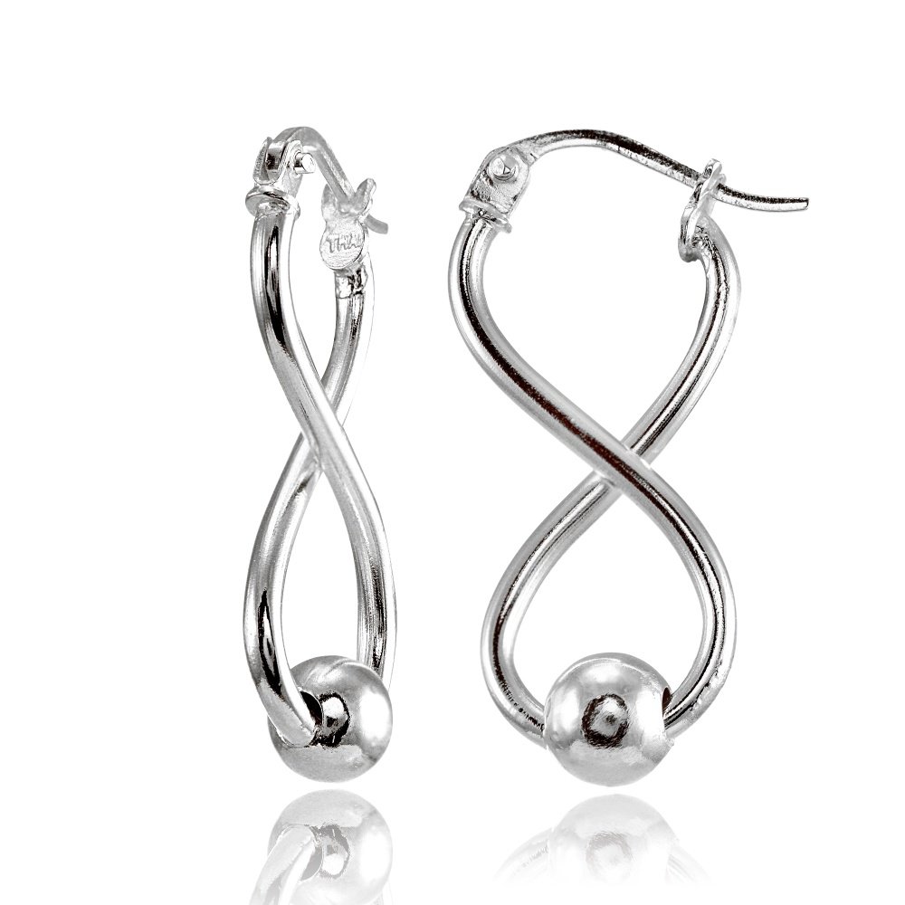 Sterling Silver Infinity Figure 8 Bead Drop Earrings E15320