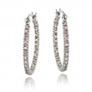 Sterling Silver Inside Out Alexandrite CZ 22mm Oval Hoop Earrings H10889AXZ