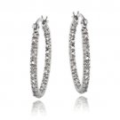 Sterling Silver Inside Out Created White Sapphire 22mm Oval Hoop Earrings H10889CWS