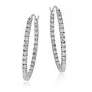 Sterling Silver Inside Out CZ Oval Hoop Earrings H10876
