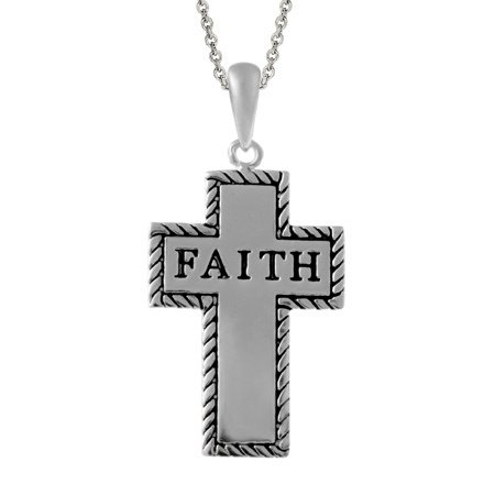 Sterling Silver Inspirational 'Faith' Cross Pendant P10686