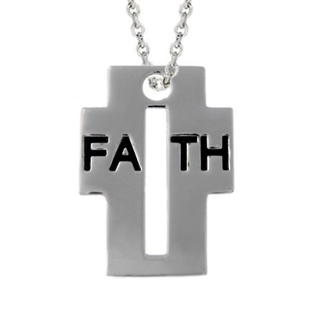 Sterling Silver Inspirational 'Faith' Cross Pendant P10694