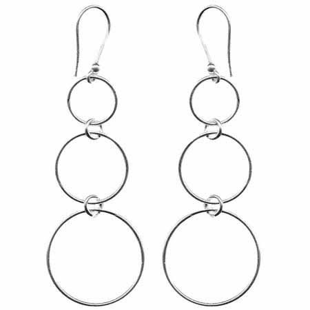 Sterling Silver Intertwining Three Hoop Earrings E4543