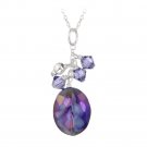 Sterling Silver Iridescent Blue Glass & Swarovski Elements Cluster Necklace P12316M2