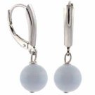 Sterling Silver Lace Agate Bead Dangle Leverback Earrings E4211LACE