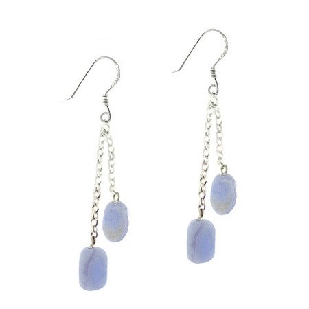 Sterling Silver Lace Agate Dangle Earrings E9925LACE