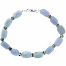 Sterling Silver Lace Agate Nugget & Bali Bead Bracelet B4523LACE