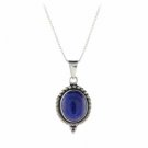Sterling Silver Lapis Stone Bali Beaded Oval Pendant P8032LP