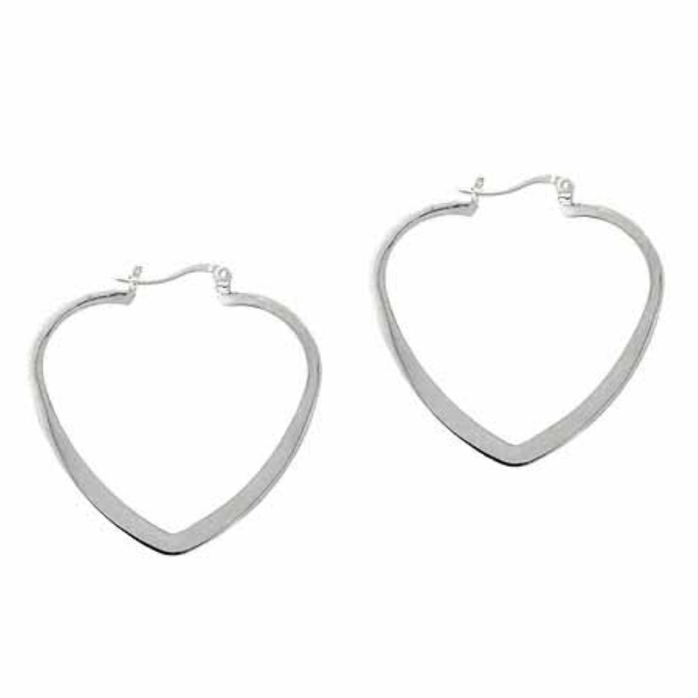Sterling Silver Large Heart Hoop Earrings E4550
