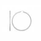 Sterling Silver Large Hoop Earrings with Braid Texture Sterling Silver