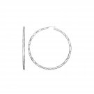 Sterling Silver Large Hoop Earrings with Hammered Texture Sterling Silver