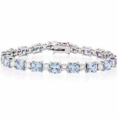 Sterling Silver Lavender & Clear CZ Circle & Square Tennis Bracelet B4044L