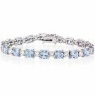 Sterling Silver Lavender & Clear CZ Circle & Square Tennis Bracelet B4044L