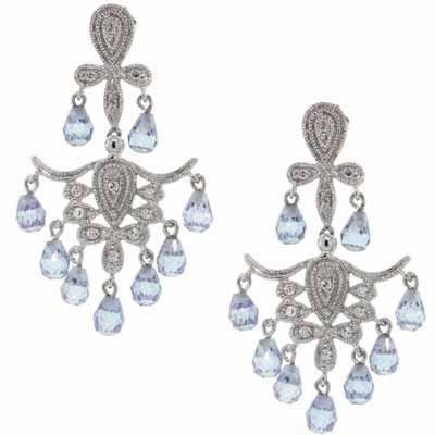 Sterling Silver Lavender & White CZ Chandelier Earrings E4153L