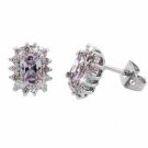 Sterling Silver Lavender & White CZ Flower Stud Earrings E4321L
