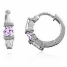 Sterling Silver Lavender & White CZ Hoop Earrings E2026L