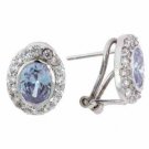 Sterling Silver Lavender & White CZ Oval Earrings E4159L