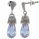 Sterling Silver Lavender & White CZ Raindrop Earrings E4014L