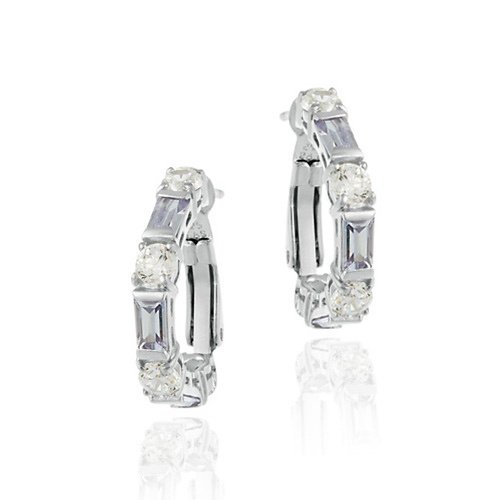 Sterling Silver Lavender and Colorless CZ Sterling Silver Earrings E2866L