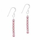 Sterling Silver Lavender Cats Eye 6 Bead Dangle Earrings E9078LA