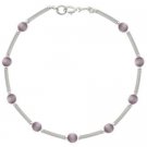 Sterling Silver Lavender Cats Eye Bar and Bead Bracelet B4116LA