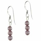 Sterling Silver Lavender Cats Eye Bead Dangle Earrings E421