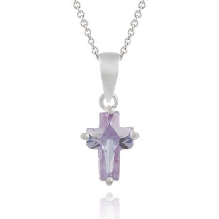 Sterling Silver Lavender CZ Cross Pendant P253