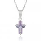 Sterling Silver Lavender CZ Cross Pendant P253