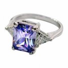 Sterling Silver Lavender CZ Emerald Cut Ring Size 7 1620-7