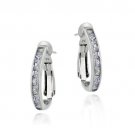 Sterling Silver Lavender CZ Oval Hoop Earrings E2863L