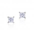 Sterling Silver Lavender CZ Square Stud Earrings E2400L