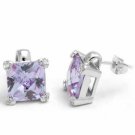 Sterling Silver Lavender CZ Square Stud Earrings, 10mm E2867L
