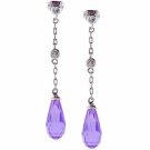 Sterling Silver Lavender CZ Teardrop Earrings E5040L