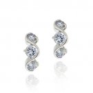 Sterling Silver Lavender CZ Three Stone S Design Earrings E4318L