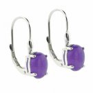 Sterling Silver Lavender Jade Oval Lever-Back Earrings E8601L