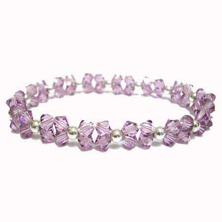 Sterling Silver Lavender Swarovski Elements Beaded Bracelet 2546