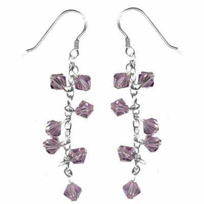 Sterling Silver Lavender Swarovski Elements Dangle Earrings E2979L
