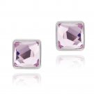 Sterling Silver Lavender Swarovski Elements Square Stud Earrings E12314L