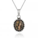 Sterling Silver Leopard Skin Jasper Oval Vintage Pendant P242