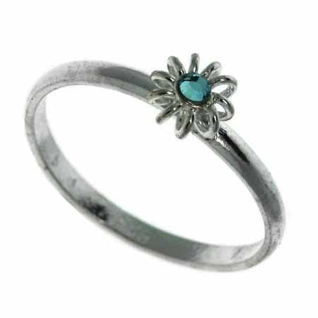 Sterling Silver Light Blue CZ Flower Junior Ring Size 5 JR2930LBL