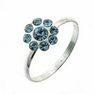 Sterling Silver Light Blue CZ Flower Junior Ring Size 5 JR2933LBL