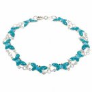 Sterling Silver Light Blue Enamel Butterfly Link Bracelet B1186M2