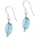 Sterling Silver Light Blue Foil Glass Bead Oval Dangle Earrings E10226M9
