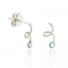 Sterling Silver Light Blue Rhinestone & Swirl Mini Earrings E9596LBL