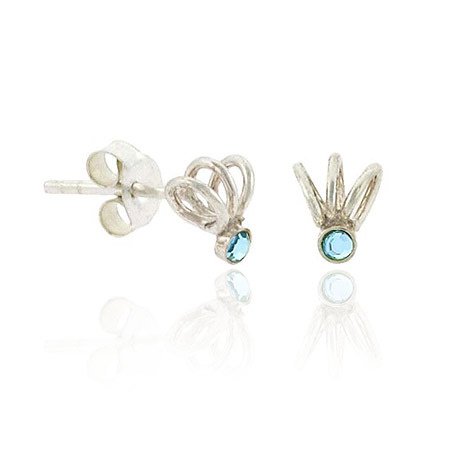 Sterling Silver Light Blue Rhinestone Swirl Mini Stud Earrings E9599LBL