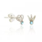 Sterling Silver Light Blue Rhinestone Swirl Mini Stud Earrings E9599LBL