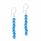 Sterling Silver Light Blue Simulated Cats Eye Stone 6 Bead Beaded Dangle Earrings E9078LBL