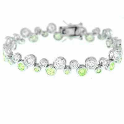 Sterling Silver Light Green & Clear CZ Bubble Bracelet B2484LGR